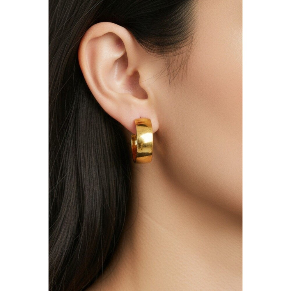 Vtg Vendome Gold-Tone Clip-On Doom Hoop Earrings Signed Screw Back 1960s MCM 1"